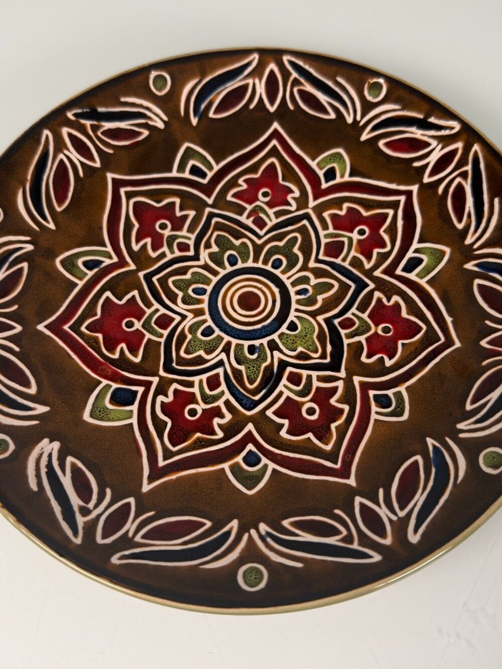 Set of 2 Pier 1 Global Medallion Salad Plates 8.5" Stoneware Moroccan Boho